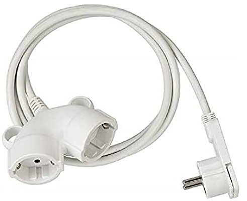 Brennenstuhl Cable alargador de Corriente 10 m con Dos enchufes (alargador eléctrico, Cable de 10 m, Doble extensión, 2 Conectores) Blanco