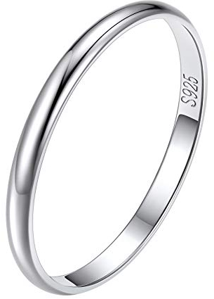 Suplight Herren Finger Ring 925 Silber simpel Ring 2mm glänzender Ehering Verlobungsring Trauring Größe 62 Schmuck für Männer