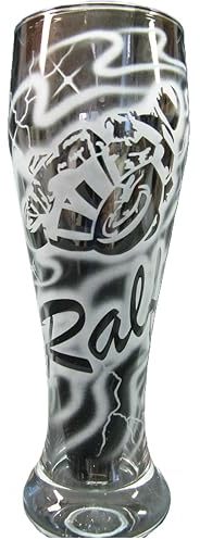 Weizenglas 0,5 l mit Gravur Motorradfahrer biker und Name personalisiert Glas Bierglas Weizenbierglas Weißbierglas individuell Motorrad Geschenk