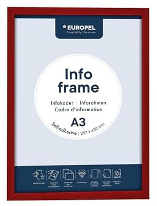 EUROPEL Selbstklebender magnetischer Info-Rahmen aus PVC, A3 Rot, 2er Set, einfach ablösbar durch Magnet, doppelseitig, Hoch- oder Querformat, 45 x 32,7 cm