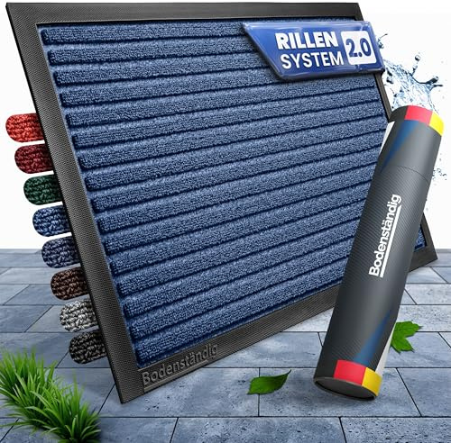 Bodenständig® Fußmatte außen - rutschfest & saugstark - Fußabtreter Blau | Rillensystem 2.0 - Fussmatte aussen 60x90cm - perfekte Größe für die Haustür - Ideal für innen und überdachte Außenbereiche