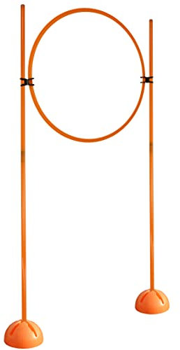 SPORTIKEL24 Reifen-Hürdenset – Orange – mit X-Standfüßen – Ring ø 70 cm & 180 cm Stangen – für Agility & Koordination