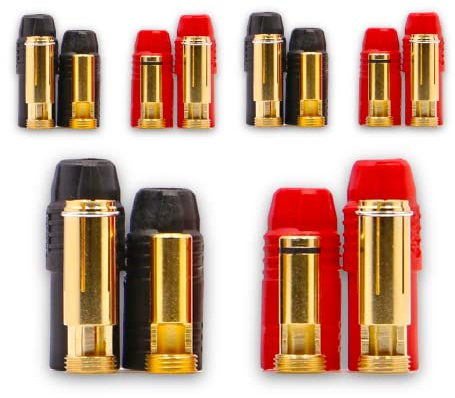 3X Set (12 Stück) Rot Schwarz Hochstrom AS150 Premium Antiblitz 7mm Steckverbinder Goldstecker Verpolungsicher Stecker Buchse Male Female Rot Schwarz 150A Lipo Akku RC Löten