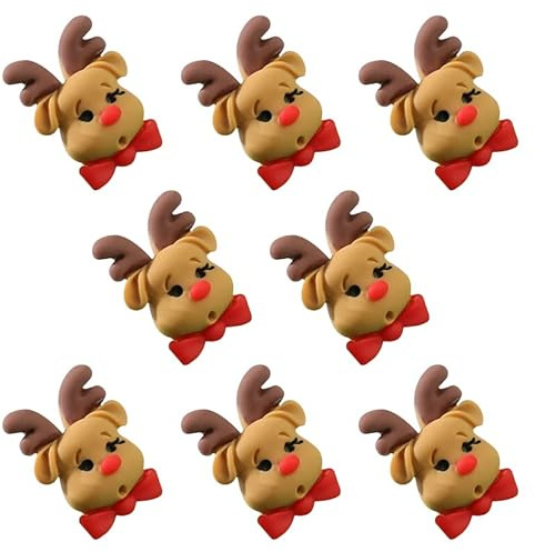 ZoTuoART 8 Stück 20 mm mehrfarbige Kunstharz-Knöpfe – süße Kinder-Hemdknöpfe – DIY handgefertigte Kleidungszubehör Nähknöpfe Weihnachten Elch