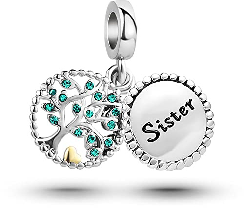 LSxAB Breloque arbre de vie pour maman, fille, grand-mère, tante, membre de la famille, compatible avec bracelets et colliers Pandora