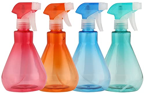 MUKLEI 4 Pack Plant Water Spray Bottles, 500ml Plastic Plant Mister Sprayer, Empty Mist Trigger Sprayer Refillable Fine Mist Flowers Bottles for Cleaning, Gardening, Hairdressing, 4 Colour