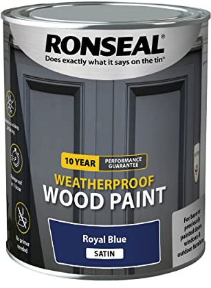Ronseal 10 Year Weatherproof Wood Paint - Royal Blue - Satin - 750ml