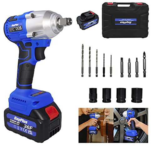 Jupitor 21V Cordless Impact Wrench 1/2 inch Brushless Electric Impact Wrench Compact Impact Driver Max 420N.m High Torque 1/2 Impact Gun with 6.0Ah Li-ion Battery, Fast Charger, 4 Sockets 14/17/19/22