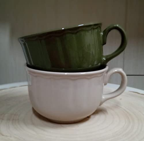 Ensemble de 2 bols petit-déjeuner Bols à soupe en céramique Grande tasse à café, Tasses à soupe avec poignée pour micro-ondes et lave-vaisselle pour céréales Dessert Salade Thé Lait Avoine