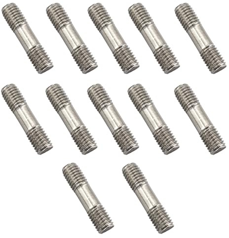 12Pcs M8x50 Stainless Steel Double End Threaded Rod, Double-End Threaded Stud Screw Bolt