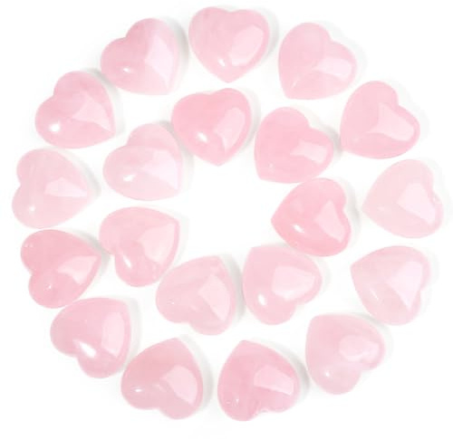 MAIBAOTA Rose Quartz Heart Healing Crystals 10pcs Pink Gemstones | Rose Quartz Crystal Gifts for Women Small Gifts Bulk Luck Reiki Spiritual Gem Stones Wedding Favours