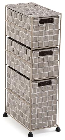 Versa Nilo Mueble para el Baño Auxiliar, Estante de baño con 3 cestas de Almacenaje, Medidas (Al x L x An) 57 x 15,5 x 28 cm, Plástico Texturizado, Color Beige