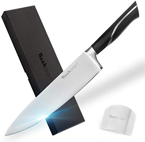 Wanbasion 20Cm Coltelli da Cucina Professionali, Coltelli da Cucina Affilatissimi, Coltello da Cucina in Acciaio Tedesco con Protezione per le Dita