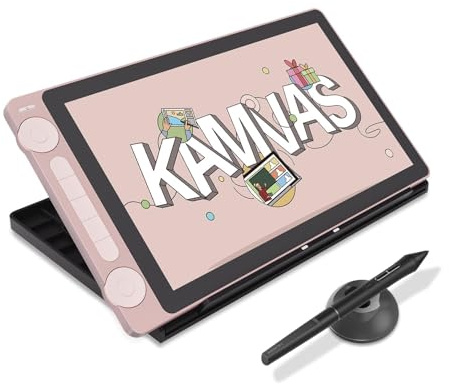 HUION Kamvas 13 Gen3 2024 Tableta Gráfica con Pantalla, Tableta de Dibujo Canvas Glass de 13,3, 99% sRGB, Nuevo Pentech 4.0, 16384 Presión del Lápiz, Diales Duales, Soporte Ajustable, Rosa