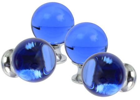 domino Elegante Crystal D Möbelknopf 30mm in Chrom & Blau | Kristallknöpfe, Robustes Glas-Design |Möbelknöpfe | Glamouröser Stil | Perfekt für Schränke und Kommoden| 4 Stück