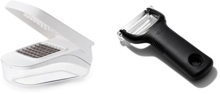 OXO Good Grips Vegetable Chopper with Easy-Pour Opening, White, 10.7 x 26.2 x 16.5 cm & Good Grips Julienne Peeler, Black