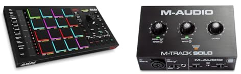 Akai Professional MPC Studio - MIDI Controller Beat Maker with 16 velocity sensitive RGB pads & M-Audio M-Track Solo – USB Audio Interface for Recording, Streaming and Podcasting