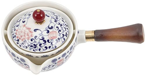 COLLBATH Ceramic Tea Pot Side Handle Design 360° Rotating Traditional Chinese Style Heat Resistant Tea Kettle for Home Brewing