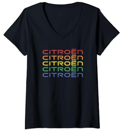 Femme Logo Citroën Rainbow Cascade T-Shirt avec Col en V