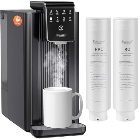 Darlingcare Osmosis Inversa Domestica dispensador de agua caliente Filtros Osmosis Inversa con 6 etapas de filtración monitor TDS en tiempo real 3:1 puro a desagüe para Cocina Oficina Hogar