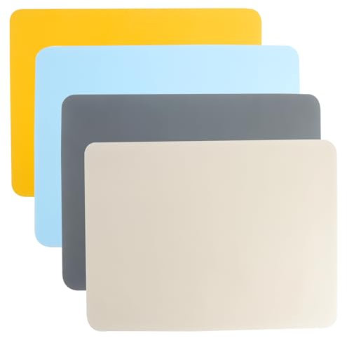 Roellgs 4 PCS 40 x 30cm Large Silicone Mat, 4 Colors Heat-Resistant Silicone Baking Mat Sheets, Reusable Non-Stick Silicone Mats for Worktops Crafts Jewelry Casting Resin Mat