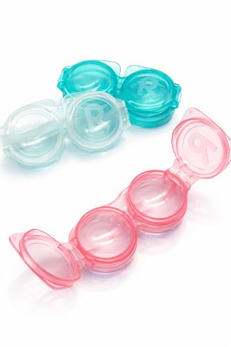 Traptix EyesBear - Kontaktlinsenbehälter [5X] - klappbar - Feste Deckel - weniger Flüssigkeitsverbrauch - geruchsfreie Kontaktlinsen Aufbewahrung (rosa)