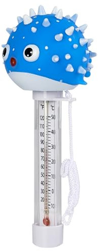 INCETUE Floating Pool Thermometer, Easy-Read Water Temperature Gauge with String for Swimming Pools, Ice Baths, Hot Tubs, Cold Tubs, Ponds, and Spas (Pufferfish)