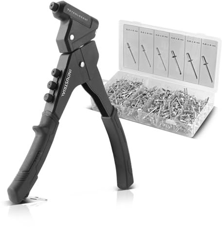 STAHLWERK NZ-280 ST - Set di pinze rivetti ciechi a 360°, pinza rivettatrice a leva, pinza per rivetti pop, pinza per rivetti, pistola per rivetti, strumento per rivetti, pinza per rivetti con una