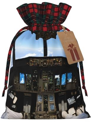 Flugzeug Cockpit Weihnachten Seil Geschenktüte Große Geschenktüte Hanfseil Tasche Süßigkeiten Geschenktüte Kinder Weihnachten Party Geschenke Geeignet für Party Hochzeiten