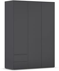 Rauch Möbel NABILA, Kleiderschrank, Farbe Grau metallic, Breite 140 cm | Schrank, Mehrzweckschrank, 3-türig, 2 Schubladen, Push-to-open, Zubehör Basic, für Schlafzimmer, Kinderzimmer, Garderobe