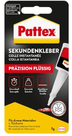 Bundle aus Pattex Sekundenkleber Flüssig, schnelltrocknender farbloser Flüssigkleber, 2 x 10g + Pattex Sekundenkleber Präzision, Superkleber für punktgenaues Kleben ohne Nachtropfen, 1x 5 g Flasche