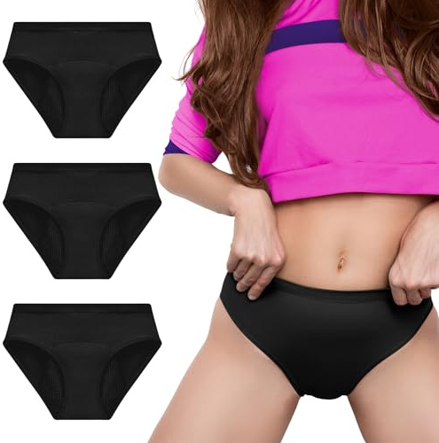 MOOPRA Bragas Menstruales Niñas en Fibra de Bambú | Absorción en Nido de Abeja, Transpirables, Antibacterianas | Ecológicas y Reutilizables | Niñas y Adolescentes | Incontinencia Leve (Pack de 3)