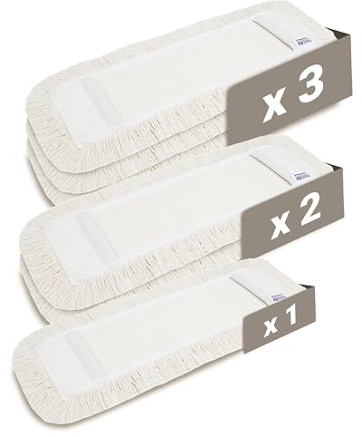 Prieser 3er-Set Profi Baumwolle Bodenwischer 40cm mit Außenfransen - Wischmopp Bezug für effektive Gewerbe- & Heimreinigung – Bodenwischer Bezug Langlebig & Waschbar
