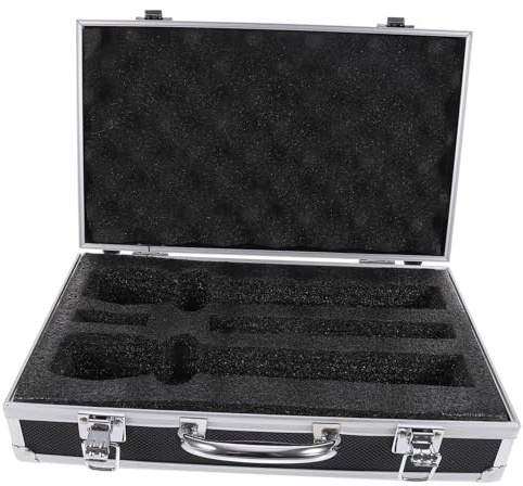Generisch Tragbarer Mikrofon-Koffer Aus Aluminium Für Handmikrofone Schützende Aufbewahrungsbox Für Karaoke Und Studio Professioneller Mikrofon Organizer Mit Tragegriff Schwarz