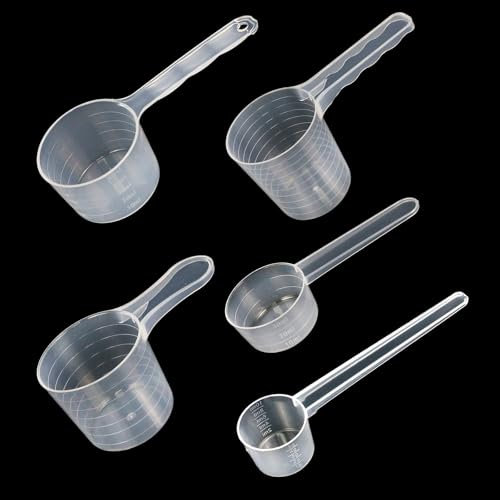 5PCS Measuring Scoop Set, Dosing Spoons Nesting Measuring Cups for Liquids, Powders, Protein Powder, Flour, Granules, Kitchen Supplies (100ml, 70ml, 50ml, 30ml, 10ml)