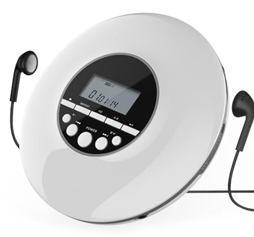 Yominerr Lecteur CD Portable Lecteur de Musique MP3 avec Écouteurs Stéréo et Sortie Bluetooth Lecteur CD avec Affichage LCD A