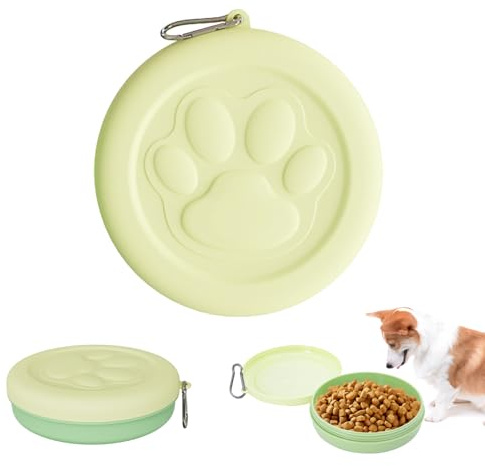 WOUYTPE Leckerlitasche für Hunde, Hundenapf mit Deckel, Hundereisen Zubehör, Hundefütterbox Training, Geeignet für Das Training von Haustieren, Spaziergänge Oder Reisen (370 ml)
