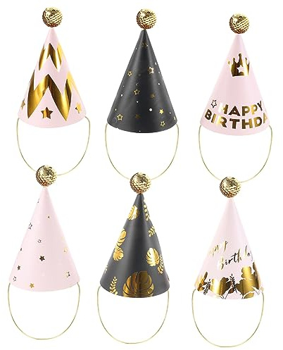 Ciieeo 6 pezzi Cappellini Compleanno con Paillettes e Palline Decorazioni Festa da Te Accessori Costume Brillanti per Ragazze e Ragazzi Misti Colorati per Party