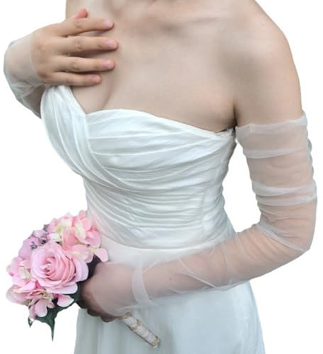 Vynetra Schlichte weiße Handschuhe mit Armstulpen, elegante Brautkleider und formelle Anlässe, Ellenbogenlange Handschuhe für Hochzeitszeremonie, formelle Anlässe, weiß, Einheitsgröße