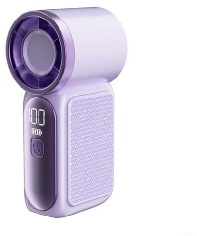 HpLive Wiederaufladbar Mini Handventilator USB Wiederaufladbar mit LED-Anzeige 6 Geschwindigkeiten 16900 RPM Lüfter 3000mAh Akku(Lila)