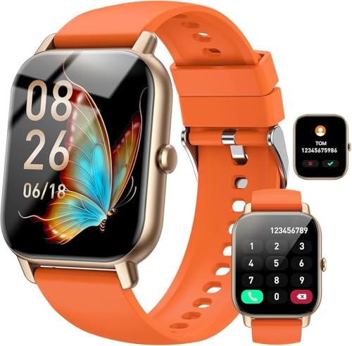 Smartwatch Uomo Donna, 1.85 HD Orologio Bluetooth con Effettua/Risposta Chiamate, Smart Watch Cardiofrequenzimetro/SpO2/Contapassi, Fitness Tracker 100+ Sportive, Impermeabile IP68 per Android iOS.