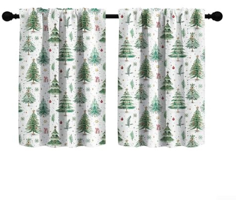 Tenda corta in tessuto di poliestere con stampa forestale, tenda oscurante divisoria per cucina, bagno, camera da letto, lavanderia, uso interno (larghezza 150 x lunghezza 50 cm)