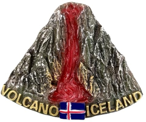 3D-Kühlschrankmagnet, Motiv: Vulkan, Island, Reise-Souvenir, Stadtattraktionen, Kühlschrank-dekorative Magnete, dreidimensionale Dekoration für Zuhause und Küche