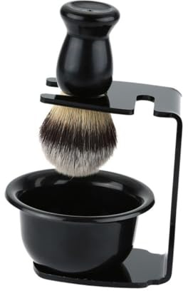 Pennello da Barba Set in Plastica e Nylon Rack Nero | Uso Domestico, Facile da Pulire, Facile da Riporre, Set di Spazzole per Rasatura Uomo