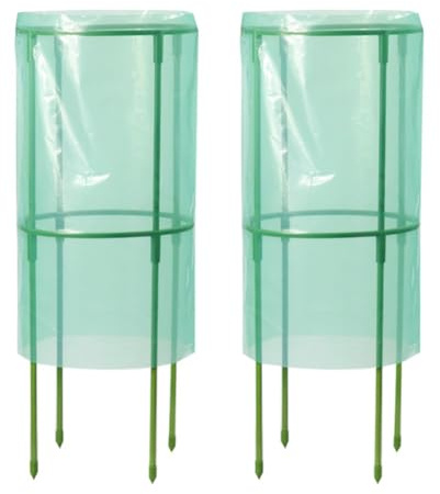 QOXEZY Gabbia protettiva per piante per ortaggi e arbusti, 24 x 55 cm, confezione da 2 pezzi, riutilizzabile, con pellicola di polietilene per pollame, protezione da vento e insetti