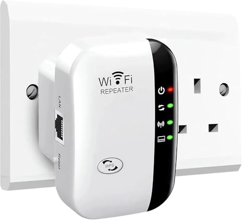 Ripetitore WiFi Potente per Casa Amplificatore WiFis Più Recente WLAN Ripetitores WiFi Extender 300Mbit/s 2.4GHz, Porta LAN, Supporta Modalità Ripetitore/Router/AP