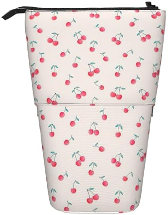 ASFgda Bonito estuche telescópico con estampado de cereza roja dulce para suministros escolares y de oficina