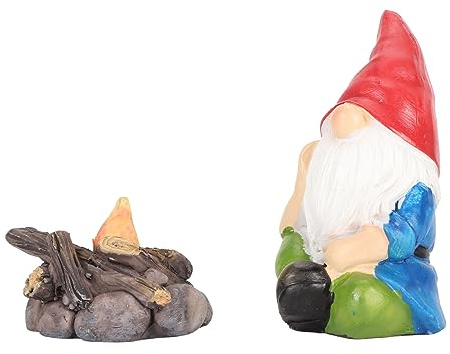 Zerodis Mini-Gartenzwerge-Figuren, 2-teiliges Miniatur-Set aus Kunstharz, Zwergenstatue für Gartendekoration