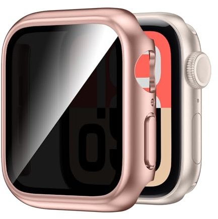 Kamita Integritetsskydd, vattentätt fodral kompatibelt med Apple Watch SE3/SE2/SE/6/5/4 44 mm, hårdPC-stötdämpande fodral med anti-spionage, härdat glas skärmskydd, stötsäkert skyddsfodral för iWatch