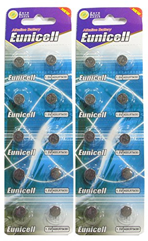 Eunicell Knopfzellen AG5 / 393 / LR48, Batterien mit langer Haltbarkeit, 0 % Quecksilber, 20 Stück (Ablaufdatum abgegeben)